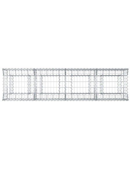 Letto rialzato in gabbione Argento 200 x 50 x 60 cm