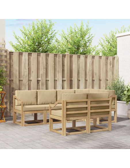 Set di divani da esterno 7 pcs Bianco e Beige Poliestere