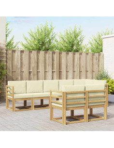 Set di divani da esterno 8 pcs Bianco e Crema Poliestere
