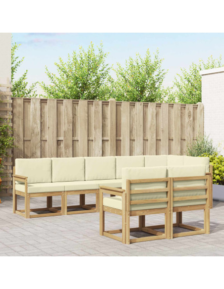 Set di divani da esterno 8 pcs Bianco e Crema Poliestere