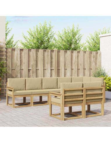 Set di divani da esterno 8 pcs Bianco e Beige Poliestere