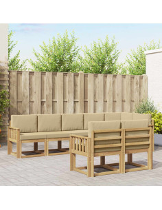 Set di divani da esterno 8 pcs Bianco e Beige Poliestere