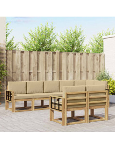 Set di divani da esterno 8 pcs Bianco e Beige Poliestere