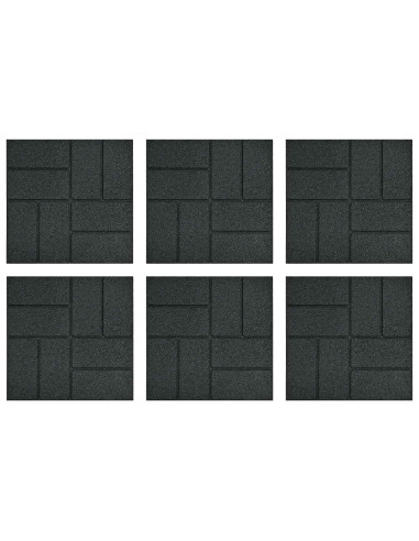 Pietra da Passo 6 pcs Nero 40,5 x 40,5 x 2 cm Gomma