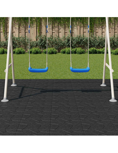 Pietra da Passo 6 pcs Nero 40,5 x 40,5 x 2 cm Gomma