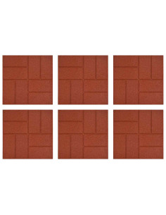 Pietra da Passo 6 pcs Rosso 40,5 x 40,5 x 2 cm Gomma 2