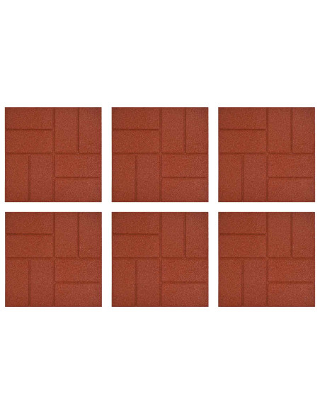 Pietra da Passo 6 pcs Rosso 40,5 x 40,5 x 2 cm Gomma