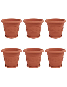 Vasi per Piante 6 pcs Rosso Mattone Ø 26 x 21.5 cm Plastica 2