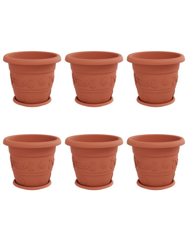 Vasi per Piante 6 pcs Rosso Mattone Ø 26 x 21.5 cm Plastica