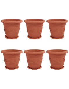 Vasi per Piante 6 pcs Rosso Mattone Ø 26 x 21.5 cm Plastica 2