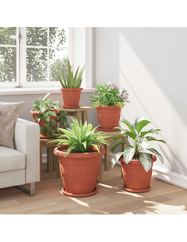 Vasi per Piante 6 pcs Rosso Mattone Ø 26 x 21.5 cm Plastica