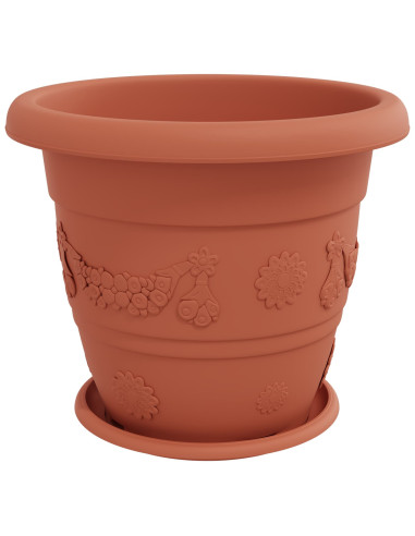 Vasi per Piante 6 pcs Rosso Mattone Ø 26 x 21.5 cm Plastica