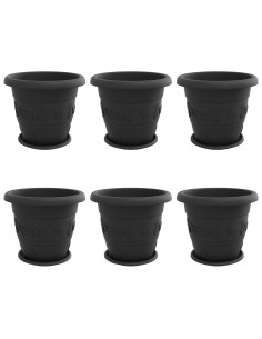 Vasi per Piante 6 pcs Nero Ø 26 x 21.5 cm Plastica 2
