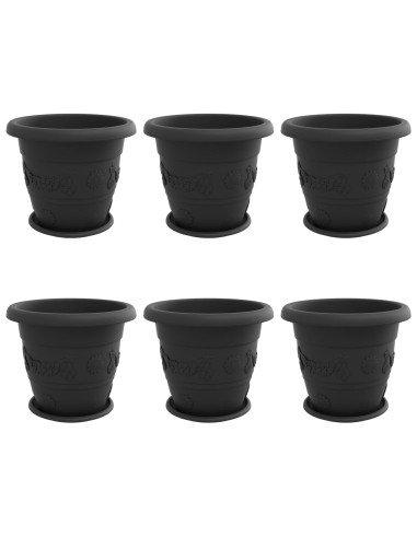 Vasi per Piante 6 pcs Nero Ø 26 x 21.5 cm Plastica
