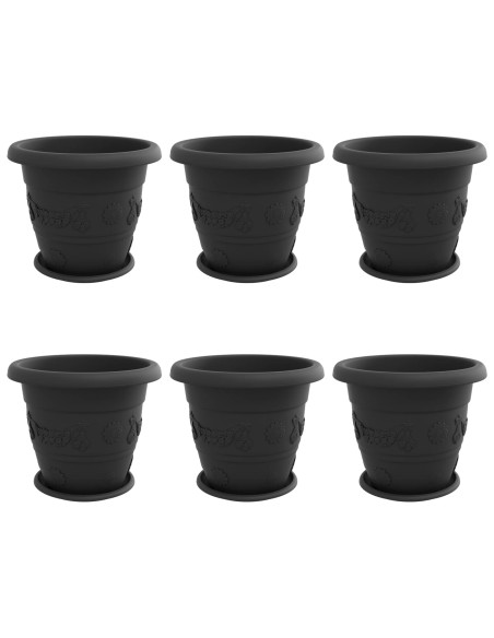 Vasi per Piante 6 pcs Nero Ø 26 x 21.5 cm Plastica