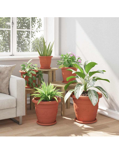 Vaso Rotondo per Fiori 6 pcs Rosso Mattone Ø 26 x 21.5 cm