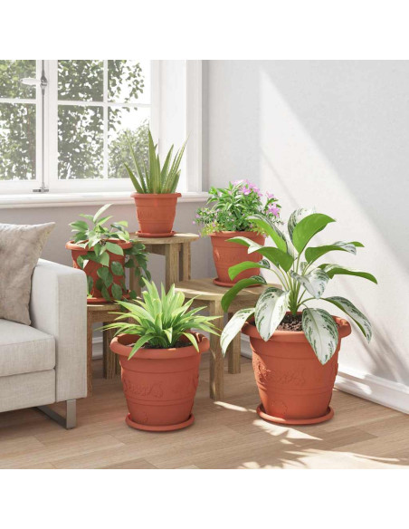Vaso Rotondo per Fiori 6 pcs Rosso Mattone Ø 26 x 21.5 cm