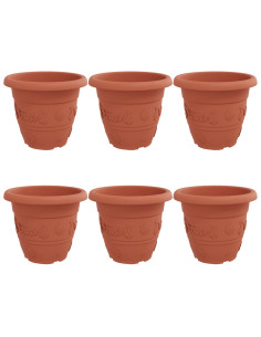 Vaso Rotondo per Fiori 6 pcs Rosso Mattone Ø 26 x 21.5 cm 2