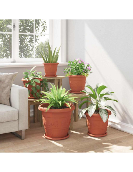 Vaso Rotondo per Fiori 6 pcs Rosso Mattone Ø 26 x 21.5 cm