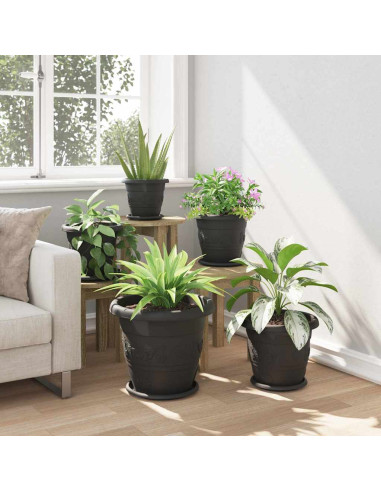 Vaso Rotondo per Fiori 6 pcs Nero Ø 26 x 21.5 cm Plastica