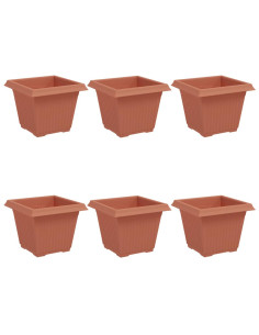 Vaso quadrato per fiori 6 pcs Rosso Mattone 33 x 33 x 26 cm 2