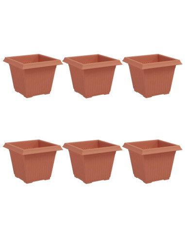 Vaso quadrato per fiori 6 pcs Rosso Mattone 33 x 33 x 26 cm