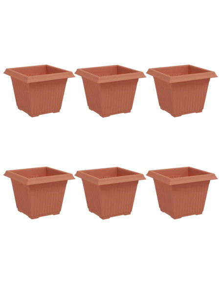 Vaso quadrato per fiori 6 pcs Rosso Mattone 33 x 33 x 26 cm