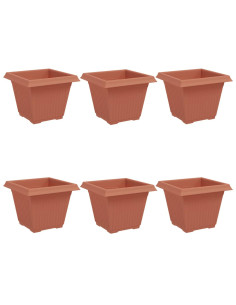 Vaso quadrato per fiori 6 pcs Rosso Mattone 38 x 38 x 30 cm 2