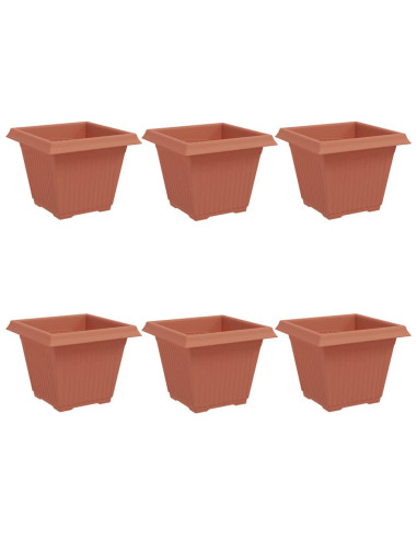 Vaso quadrato per fiori 6 pcs Rosso Mattone 38 x 38 x 30 cm