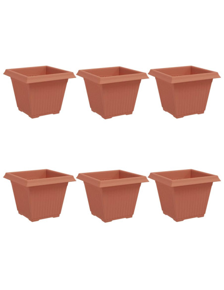 Vaso quadrato per fiori 6 pcs Rosso Mattone 38 x 38 x 30 cm