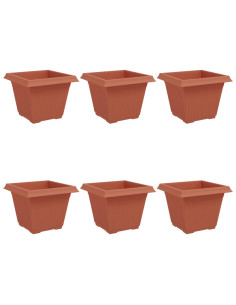 Vaso quadrato per fiori 6 pcs Rosso Mattone 43 x 43 x 33,5 cm 2