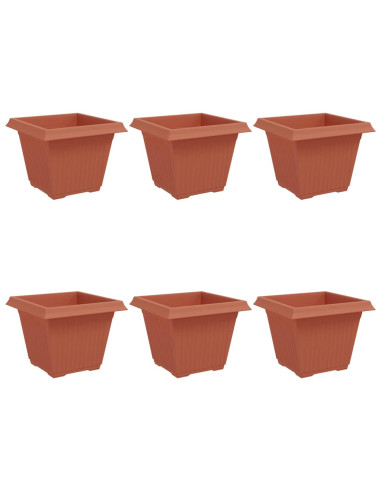 Vaso quadrato per fiori 6 pcs Rosso Mattone 43 x 43 x 33,5 cm