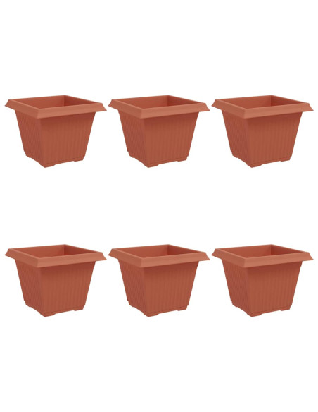 Vaso quadrato per fiori 6 pcs Rosso Mattone 43 x 43 x 33,5 cm