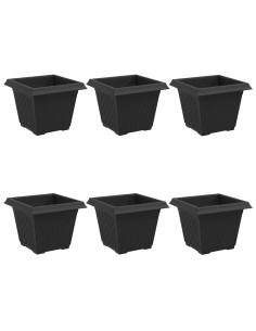 Vaso quadrato per fiori 6 pcs Nero 33 x 33 x 26 cm Plastica 2
