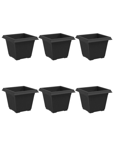 Vaso quadrato per fiori 6 pcs Nero 33 x 33 x 26 cm Plastica