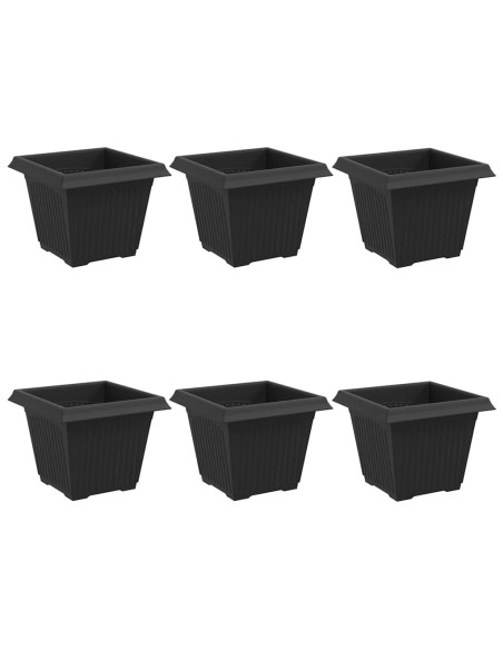 Vaso quadrato per fiori 6 pcs Nero 33 x 33 x 26 cm Plastica