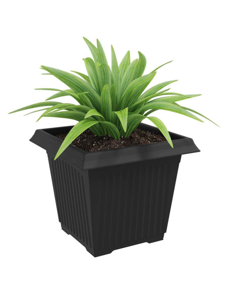 Vaso quadrato per fiori 6 pcs Nero 33 x 33 x 26 cm Plastica
