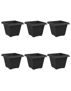 Vaso quadrato per fiori 6 pcs Nero 38 x 38 x 30 cm Plastica 2