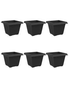 Vaso quadrato per fiori 6 pcs Nero 43 x 43 x 33,5 cm Plastica 2