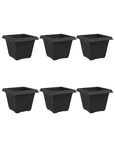 Vaso quadrato per fiori 6 pcs Nero 43 x 43 x 33,5 cm Plastica