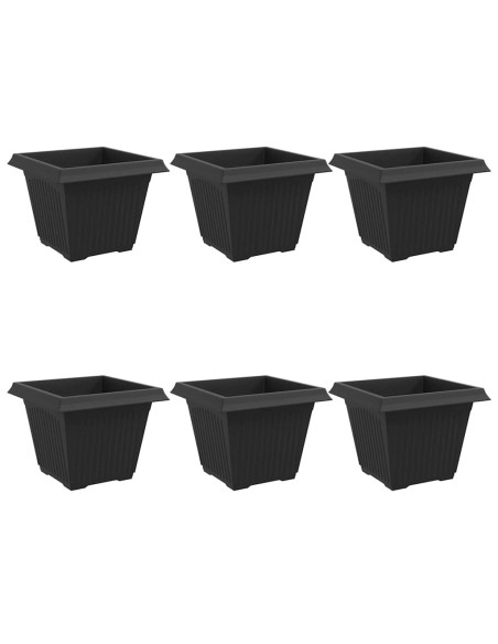 Vaso quadrato per fiori 6 pcs Nero 43 x 43 x 33,5 cm Plastica
