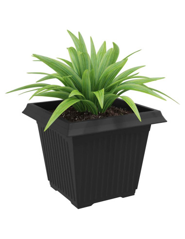 Vaso quadrato per fiori 6 pcs Nero 43 x 43 x 33,5 cm Plastica