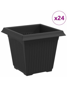 Vaso quadrato per fiori 24 pcs Nero 16 x 16 x 14 cm Plastica 2