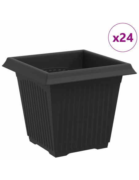 Vaso quadrato per fiori 24 pcs Nero 16 x 16 x 14 cm Plastica