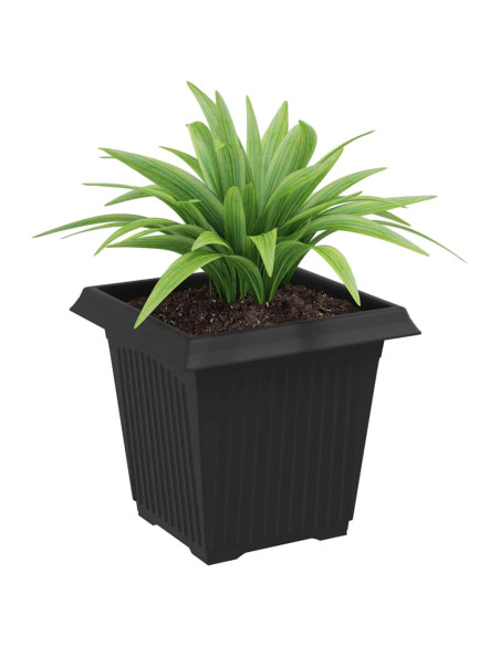 Vaso quadrato per fiori 24 pcs Nero 16 x 16 x 14 cm Plastica