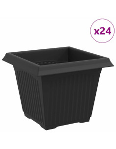 Vaso quadrato per fiori 24 pcs Nero 20 x 20 x 16 cm Plastica 2