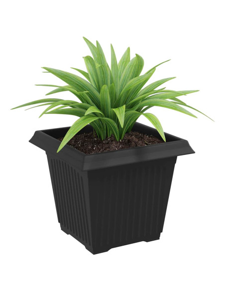 Vaso quadrato per fiori 24 pcs Nero 20 x 20 x 16 cm Plastica
