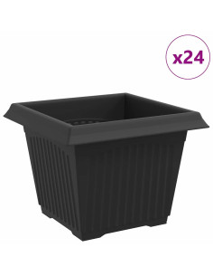 Vaso quadrato per fiori 24 pcs Nero 23 x 23 x 17,5 cm Plastica 2