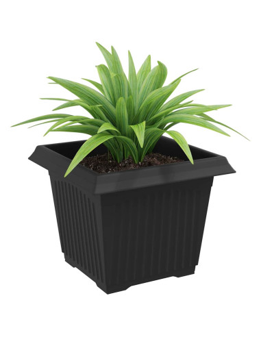Vaso quadrato per fiori 24 pcs Nero 23 x 23 x 17,5 cm Plastica