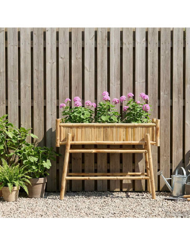 Vaso da Giardino con Supporto Naturale 100 x 38 x 74 cm Bambù